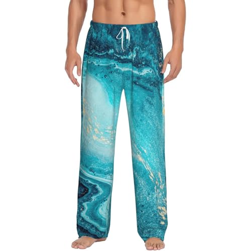 Pyjama homme bleu pierre imprimé marbre haut de gamme