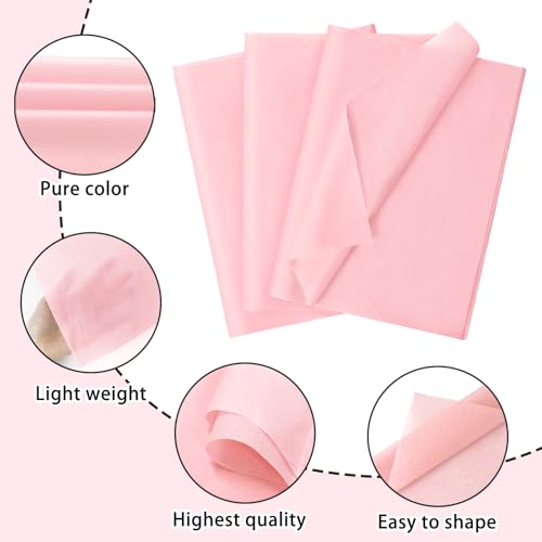 Image of 120 Sheets 20 inchX14 inch Light Pink Tissue Paper for Gift Bags Wrapping, Art Tissue Paper Bulk for Holiday Birthday Party Crafts Decoration (Light Pink)