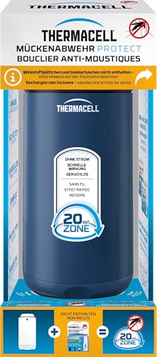 Thermacell Mückenabwehr Protect Basisgerät ohne Wirkstoffplättchen, innovatives Mückenschutz Standgerät in modernem Design, für Garten, Terrasse und Camping, Navy Blue