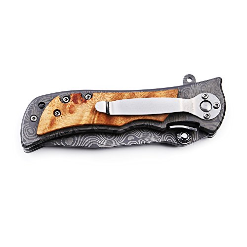 BGT Classic Pocket Folding Knife with 7Cr17Mov Stainless Steel,Outdoor Tactical Knives with Rose Wood Handle For BC Camping Hiking Fishing,Gifts for Men Women Husband Dad