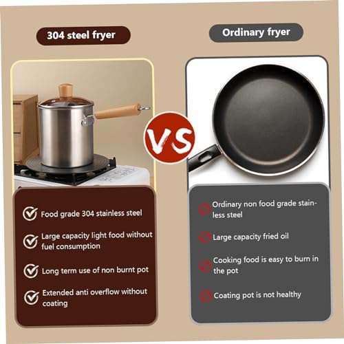 Frittierfitcyer Pot mit Korb und Tong 3L -Griff aus Edelstahl -Chip -Friteuse mit geschmittertem Glasdeck – Bild 7