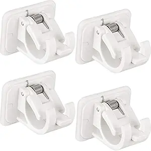 8 Pieces Self Adhesive Curtain Rod Bracket Drapery Hook Holders Fixing Rod Holder Curtain Pole Wall Brackets Towel Rod Hooks for Home Bathroom and Hotel Use