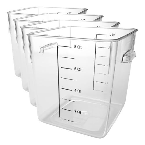 Image of Rubbermaid Commercial Products Space Saving Food Storage Container, 8-Quart, Clear,-40 F to 121 F Temperature Range, Best use for Restaurant Kitchens /Wet and Dry Food /Meats /Pasta,Lid not included