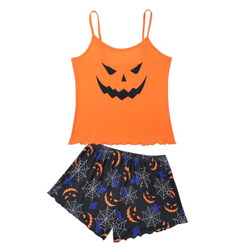 Image of American Trends Cute Pajamas for Women Strawberry Print Cami Top and Shorts Pj Set Two Piece Pajama Set Sleepwear Sleep Set