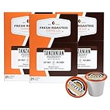 Fresh Roasted Coffee LLC, Tanzanian Peaberry Coffee Pods, Light Roast, Single Origin, Capsules Compatible with 1.0 & 2.0 Single-Serve Brewers, 72 Count