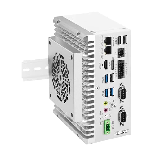 ROUAFWIT Industrial Mini PC Fanless Embedded Computer i7 1255U Dual LAN 2COM 8Pin GPIO 6USB DP+HD 4K60Hz Dual Display Auto Power On DDR4 16G RAM 512G SSD