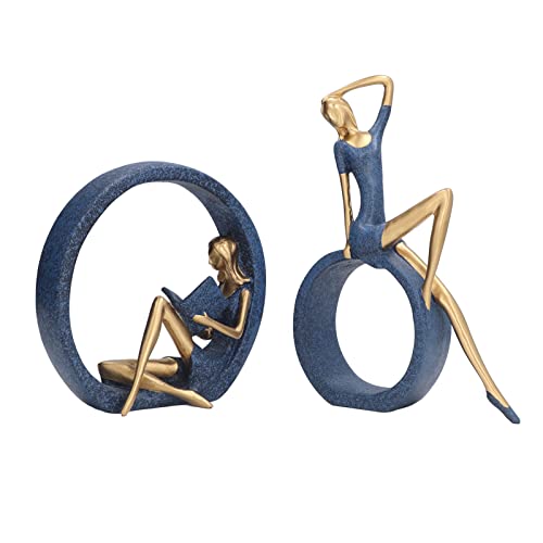 Sculpture de lecture Cocoarm - Ensemble de 2 statues décoratives, cadeau idéal pour bureau - 3