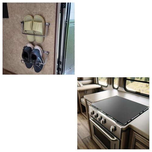 Image of Safoner 2 Pack Foldable RV Shoe Rack+RV Stove Top Cover