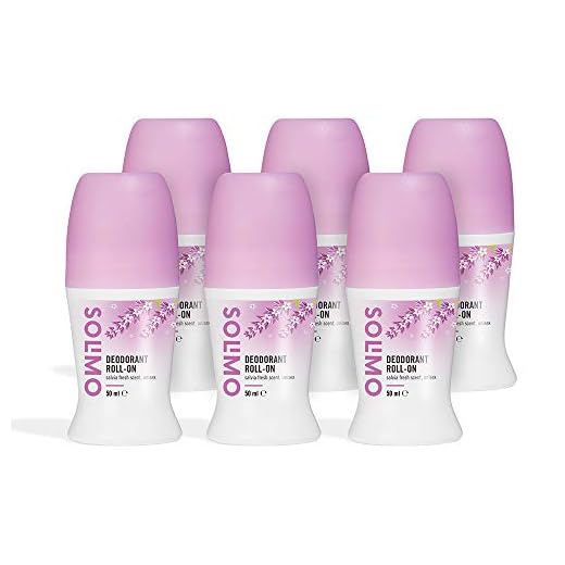 Marca Amazon - Solimo Desodorante roll-on, perfume fresco de salvia, unisex, Paquete de 6 (6 x 50 ml)