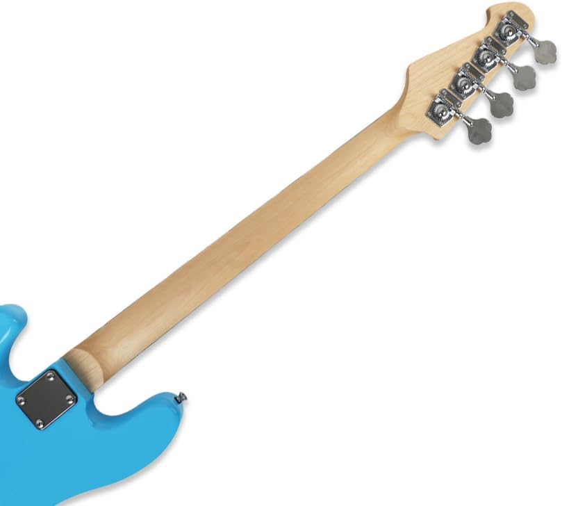 electric P bass guitar full size standard 4string glossy blue 34inch scale length maple neck phoenix body fixed bridge 1V 1T control for beginner starter practice party show(BLUE-YPB30)