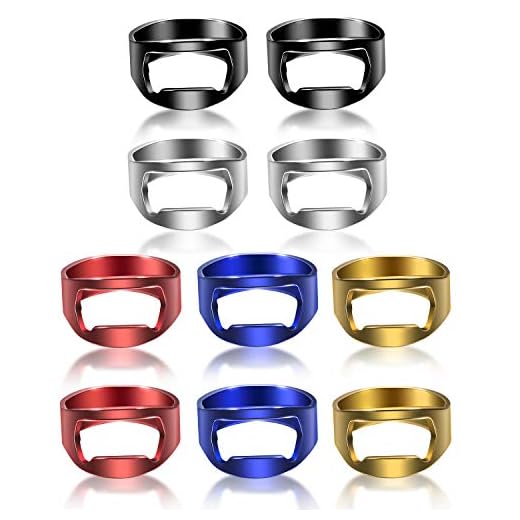 10 Pieces Ring Bottle Opener Stainless Steel Beer Bottle Opener Colorful Finger Bottle Opener for Party Present Supplies
