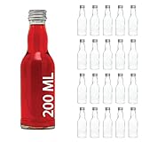  casavetro 20 Leere kleine Kropfhals Glasflaschen mit Schraubverschluss 200 ml PP28 zum selbst befüllen als Saftflaschen, Sirupflaschen, Likörflaschen 0,2 Liter mit Verschluss (20 x200ml)