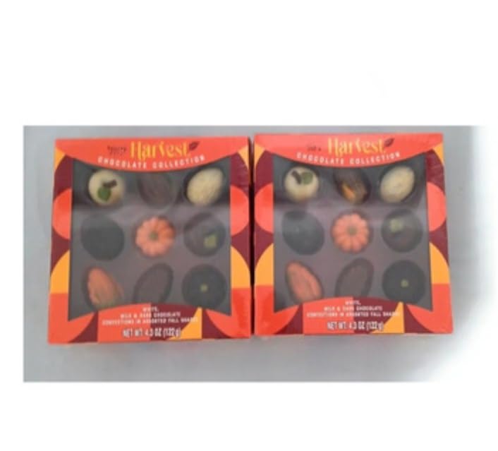 Harvest Chocolate Collection, White, Milk, Dark Chocolate Fall Shapes Assortment, 4.3 oz 2 pack