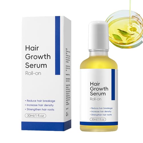 Rosemary Oil Hair Growth Roll On Serum - Hair Regrowth Care for Men & Women - Reduce Hair Breakage, Increase Hair Density, Strengthen Hair Roots Hair Loss Serum (50ml)