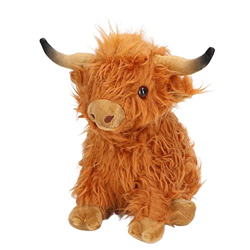 Peluche de Ganado Escocés de Las Tierras Altas, Muñeco de Animales de Granja Suave y Esponjoso para Leer y Descansar, para Navidad