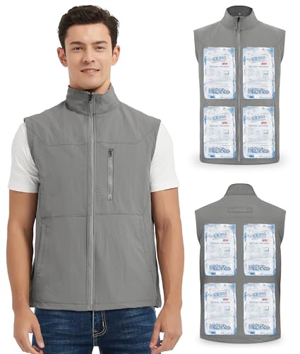 Cooling Vest for Men Hot Weather Ice Vest with 24pcs Ice Packs Lightweight & Breathable Outdoor Work Everyday Active