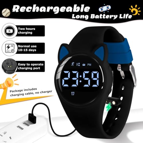 Image of Kid's Watch,Boys Watch Digital Sport Outdoor Multifunction Chronograph LED 50M Waterproof Alarm Calendar Analog Watch for Children with Silicone Band