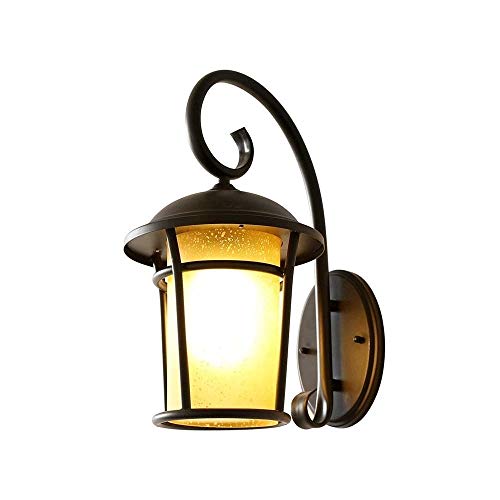 Éclairage vintage extérieur pour terrasse et entrée de maison avec lanterne noire en verre