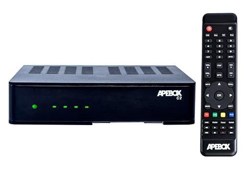 APEBOX TDT – Receptor TDT Full HD H265 1080p Combo a Precio de TDT, con Doble Tuner para Terrestre, Satélite y Cable, y un Mando a Distancia excepcional (Incluye Dos Fuentes de alimentación EU y UK)