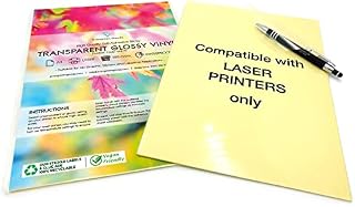 20 Sheets Waterproof A4 Clear/Transparent Vinyl Glossy Self Adhesive Sticker Quality Laser Printable