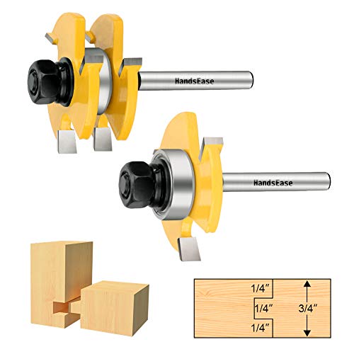 Get Special Price 2Pcs Tongue and Groove Set,HandsEase Router Bit Set 3 Teeth T Shape Wood Door Flooring, 1/4 Inch Shank Wood Milling Cutter Woodworking Tool Black Friday - 40% OFF 2Pcs Tongue and Groove Set,HandsEase Router Bit Set 3 Teeth T Shape Wood Door Flooring, 1/4 Inch Shank Wood Milling Cutter Woodworking Tool