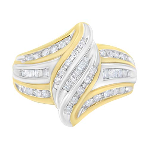 10KT Two-Tone Gold 1/2 cttw Diamond Bypass Ring (H-I, I2-I3) - Size 7