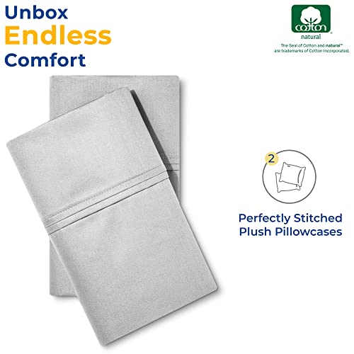 600 Thread Count 100% Egyptian Cotton Pillow Cases, Silver Queen Pillowcase Set Of 2, Long-Staple Combed Pure Natural 100% Cotton Pillows For Sleeping, Soft & Silky Sateen Weave Bed Pillow Cover #TOP2