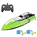 XIAOKEKE Barco Teledirigido, Barco De Control Remoto C168 RC para Niños Y Adultos, Piscina De 2,4 GHz Y Barco De Alta Y Baja Velocidad para El Lago, Incluidas 2 Baterías Recargables,Verde