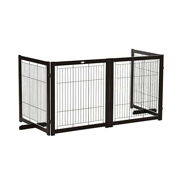 PawHut Wooden Dog Gate Foldable Pet Fence for Small & Medium Dogs 4 Panel with Support Feet Freestanding Safety Barrier for House Doorway Stairs Coffee PawHut Wooden Dog Gate Foldable Pet Fence for Small & Medium Dogs 4 Panel with Support Feet Freestanding Safety Barrier for House Doorway Stairs Coffee