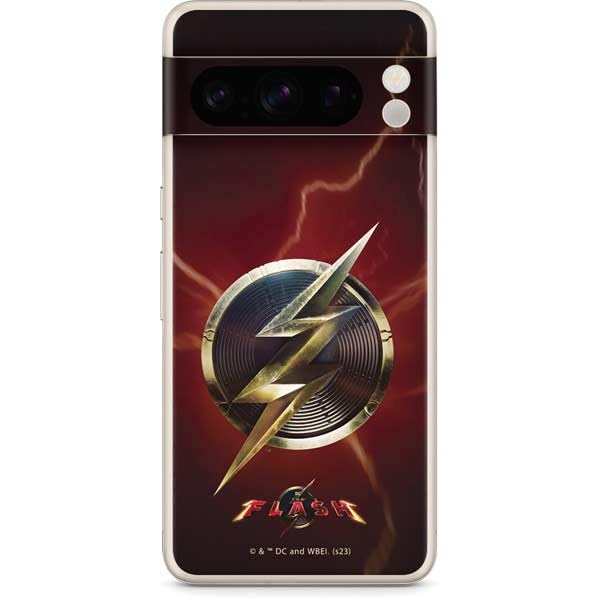 Skinit Decal Phone Skin Compatible with Google Pixel 8 Pro - Officially Licensed DC Comics The Flash Movie: Logo Poster Design