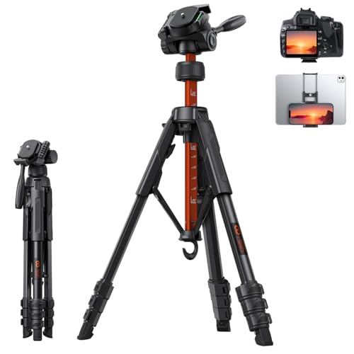 カメラ 三脚 8kg耐荷重 【タブレットホルダー】Lamicall：170cm高さ 360°回転 一眼レフ tripod スタンド 雲台 撮影 伸縮 固定 滑り止め 折り畳み 持ち運び 旅行 登山 便利 スマホ ビデオ デジカメ キヤノン,ソニー,ニコン,パナソニック,iPhone iPad 11 mini air M4 pro 12.9,galaxy,huawei,fireHDなどに対応
