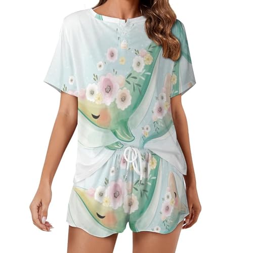 Pyjama pour femme Dauphin Vert léger contre la chaleur des nuits de l'été
