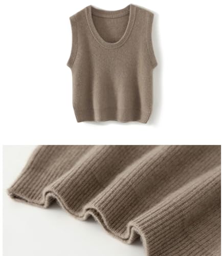 Women's O-Neck Knit Sweater Vest Merino Wool Sleeveless Thick Pullover Vest Short Tops4