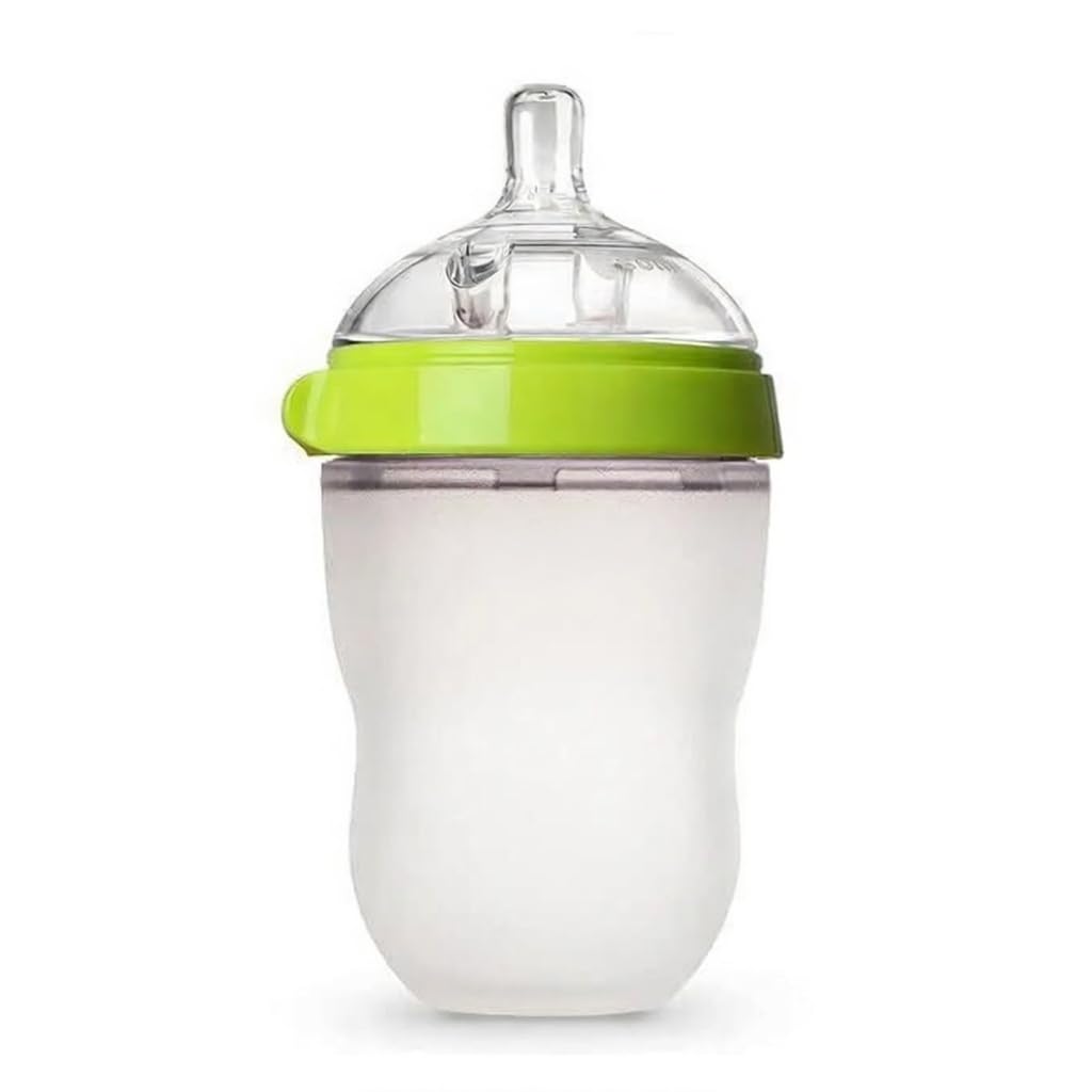 Silicone Baby Feeding Bottle 250ML, Food-Grade Silicone, BPA-Free, Wide Neck Bottle with Soft Anti-Colic Nipple, Ergonomic Grip, Easy to Clean & Assemble, Green-picture-24