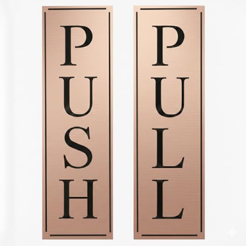 Image of Premium Acrylic Push Pull Sign Board 6 inchx2 inch For Office and Shop Glass and Wooden | Self Adhesive Sticker for Door | Push and Pull Sticker for Hospital Malls Office (Rosegold)
