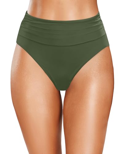 Holipick Army Green High Waisted Bikini Bottoms Tummy...