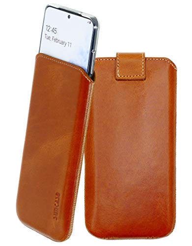 Étui en cuir de protection pour Samsung Galaxy A72 housse cognac Suncase