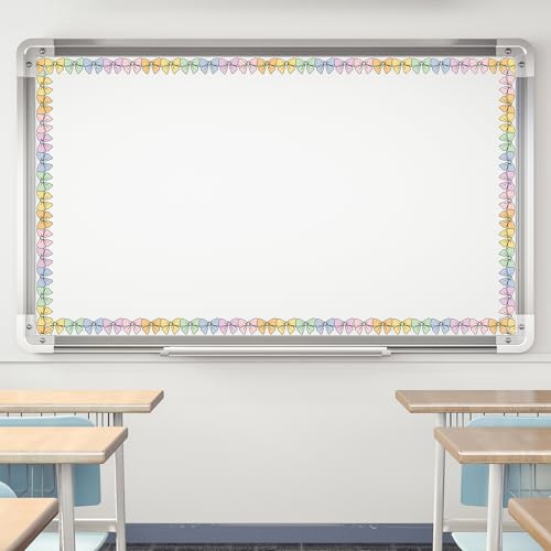 Image of Whaline 32.8 Ft Colorful Bow Bulletin Board Borders Pastel Color Bow Tie Die-Cut Border Trim for Back to School Home Office Classroom Chalkboard Decoration