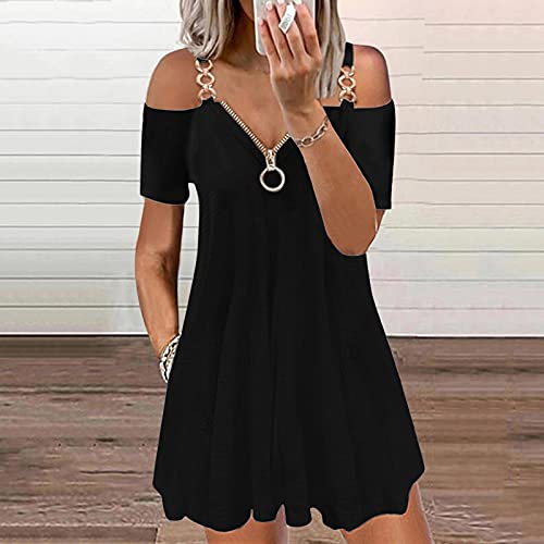 Oversized Dress For Women Office Festival Casual Short Sleeve Collarless Cami Fit Stretch Polyester Plaid Dress Black #TOP1