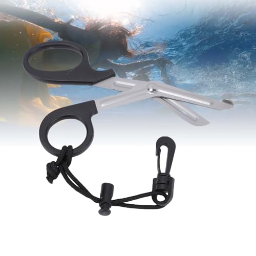 Tijeras de buceo de acero con bordes microdentados y corte subacuático 2