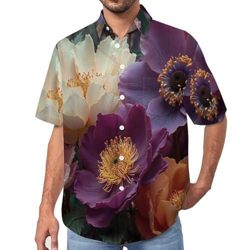 Chemise homme manches courtes fluide et légère à fleurs col revers