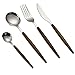 Messer, Gabel und Löffel Set Western Tableware Restaurant Nachahmung Holzmaserung Clip Griff Steakmesser Dessertlöffel Set,IPX5 günstig Kaufen-Messer, Gabel und Löffel Set Western Tableware Restaurant Nachahmung Holzmaserung Clip Griff Steakmesser Dessertlöffel