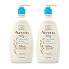 Aveeno Baby Daily Moisture Body Lotion for Sensitive Skin, Hypoallergenic Moisturizing Baby Lotion with Nourishing Oat to Deeply Moisturize Baby’s Skin, Fragrance-Free, 18 fl. oz, 2 Pack