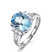 KnSam 750 Gold Weißgold Ring Ring Frau Gold Ringe Verlobung Frau Oval Einfach Ring Mit 2.55Ct Aquamarine Und 0.19Ct Diamand Silber Blau Echt Gold Ring