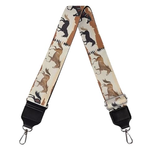 Image of Wide Bag Straps Replacement Crossbody Brown Horse Guitar Straps for Handbags /Purses /Messenger /Duffel Bags Backpack Straps Replacement Adjustable Length from 30 inch to 50.3 inch