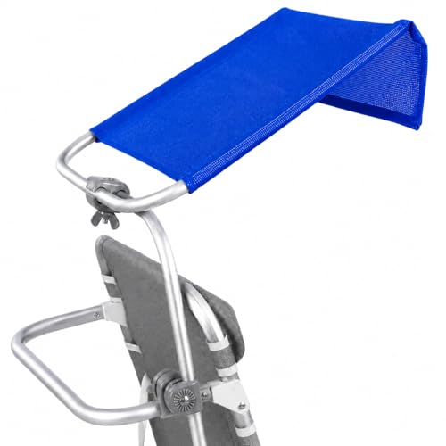 TIENDA EURASIA – Toldo para Silla de Playa Plegable | Inclinable con Giro 360º | Estructura de Aluminio | Tejido Textileno Transpirable | Fácil Instalación | Color Azul | 50x45x37 cm | Portátil