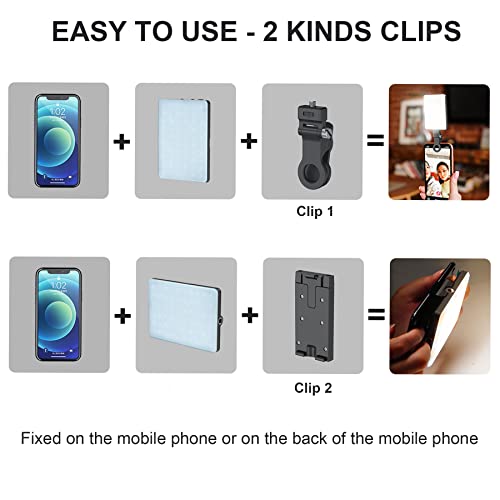 Luz de telefone portátil com clipe de LED para celular, iPhone, iPad, laptop, Android, luz de telefo