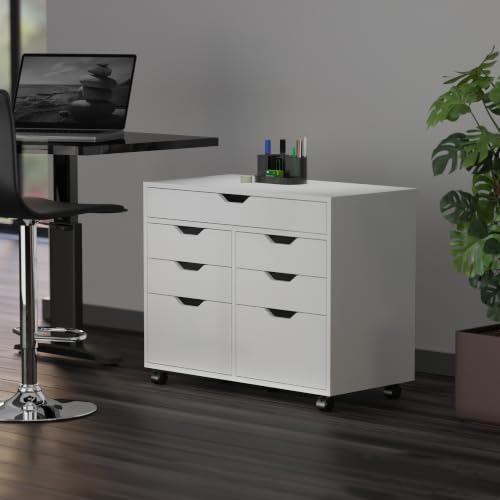 Image of Winsome Halifax Mobile Storage Cabinet with Doors & Drawers, Stylish & Functional Home Storage Cabinet for Filing, Kitchen Organization, Moveable Furniture for Office, Dorms, Apartments