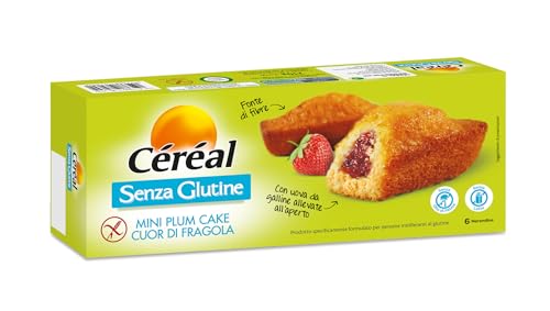 Céréal Plum Cake Cuor Fragola Senza Glutine E Lattosio, Merendine Senza Latte, 210 Gr