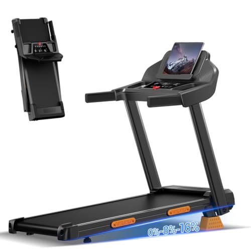 Image of Treadmills for Home with 16% Incline, Foldable Treadmill with Handles, Portable Treadmill with 12 Preset Programs, 400Lbs